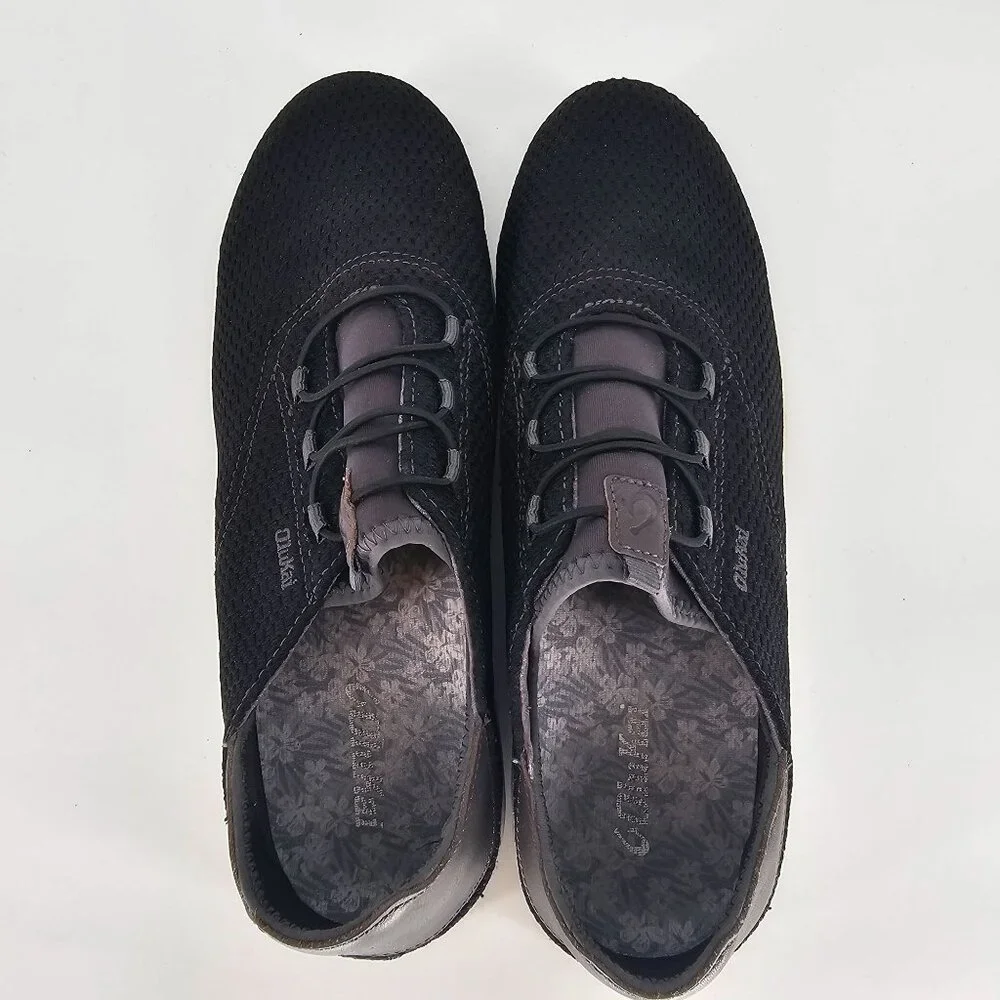 Olukai‎ Mens Alapa Li Shoes 10.5 Black Woven Leather Accents Casual 10395-406C